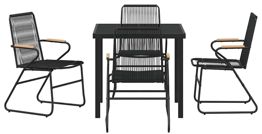 vidaXL Σέτ φαγητού για κήπο 5 pcs Μαύρο Χάλυβας με επίστρωση πούδρας