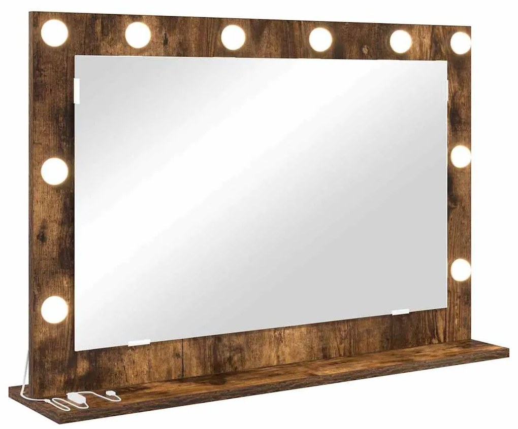 vidaXL Καθρέφτης τουαλέτας Ορθογώνιος Καπνιστό Δρύς 80 x 55 x 18 εκ.