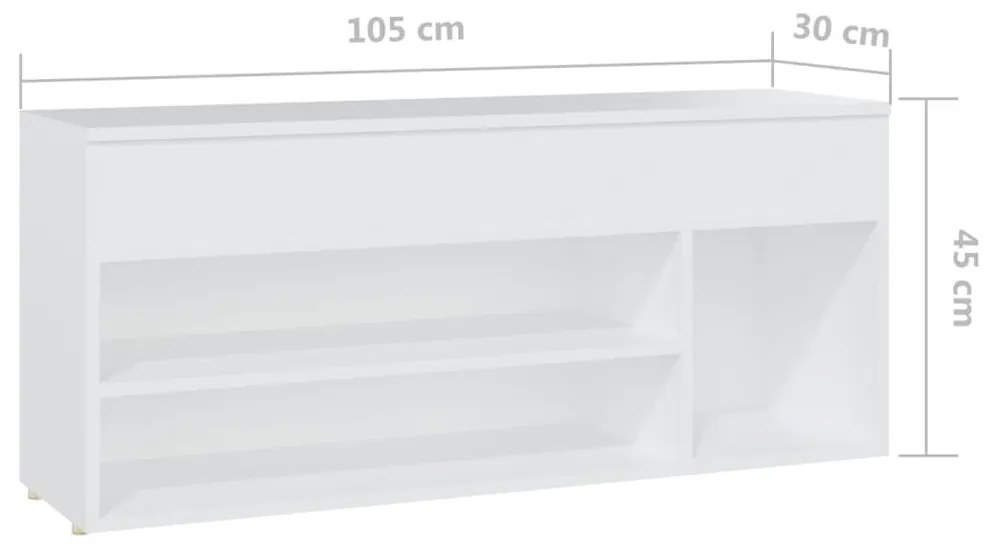 Παπουτσοθήκη Λευκή 105 x 30 x 45 εκ. από Επεξ. Ξύλο - Λευκό