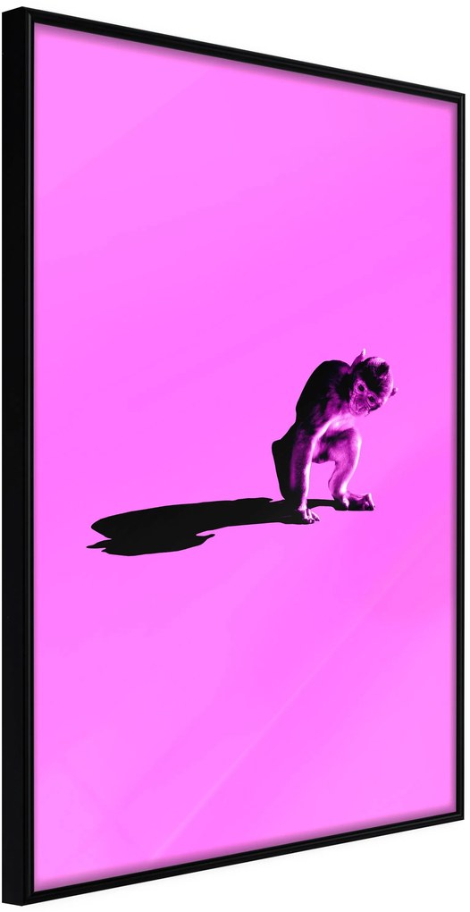 Αφίσα - Monkey on Pink Background - 20x30 - Μαύρο - Χωρίς πασπαρτού