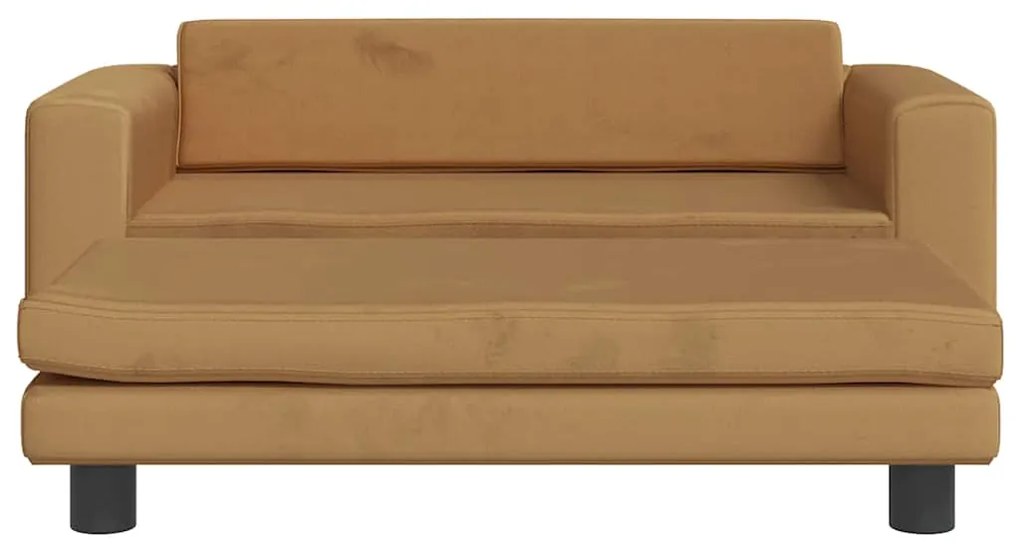 vidaXL Καναπές Παιδικός με Υποπόδιο Καφέ 100x50x30 εκ. Βελούδινος