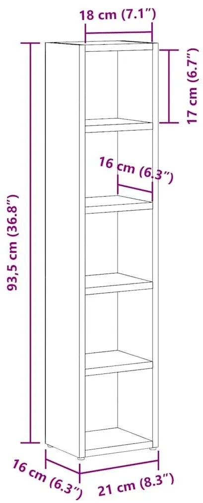 Έπιπλα CD 2 τεμ. Γκρι Σκυροδέματος 21x16x93,5 εκ. Μοριοσανίδα - Γκρι