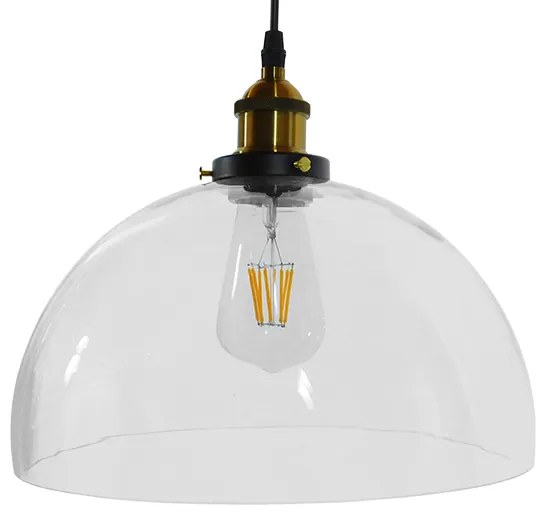 GloboStar® WICKHAM 01171 Vintage Κρεμαστό Φωτιστικό Οροφής Μονόφωτο 1 x E27 Γυάλινο Καμπάνα Φ30 x Y25cm