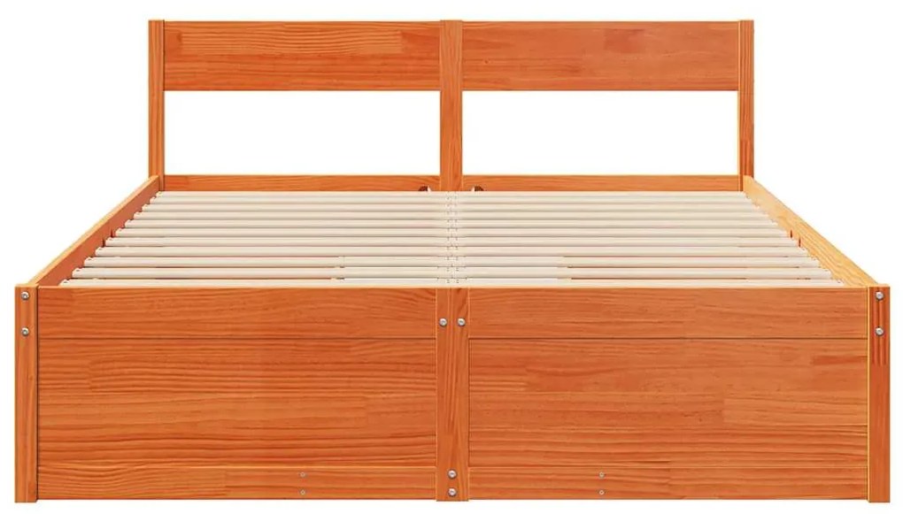 vidaXL Σκελετός Κρεβατιού Χωρίς Στρώμα Καφέ 140x200 Μασίφ Ξύλο Πεύκου