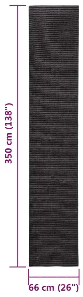 vidaXL Χαλί Μαύρο 66 x 350 εκ. από Φυσικό Σιζάλ