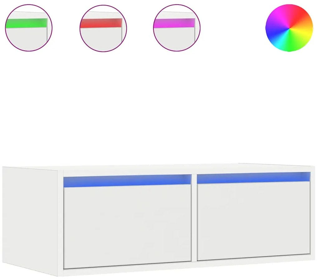 vidaXL Έπιπλο Τηλεόρασης με LED Λευκό 75x35,5x25 εκ.
