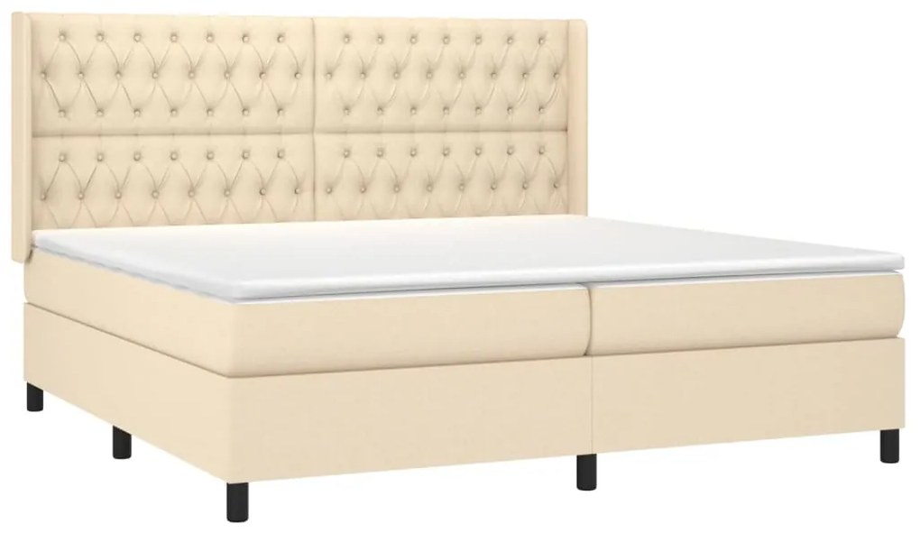 vidaXL Κρεβάτι Boxspring με Στρώμα Κρεμ 200x200 εκ. Υφασμάτινο