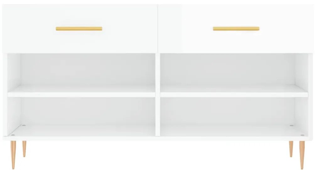 Παπουτσοθήκη Γυαλιστερό Λευκό 102x35x55 εκ. Επεξεργασμένο Ξύλο - Λευκό