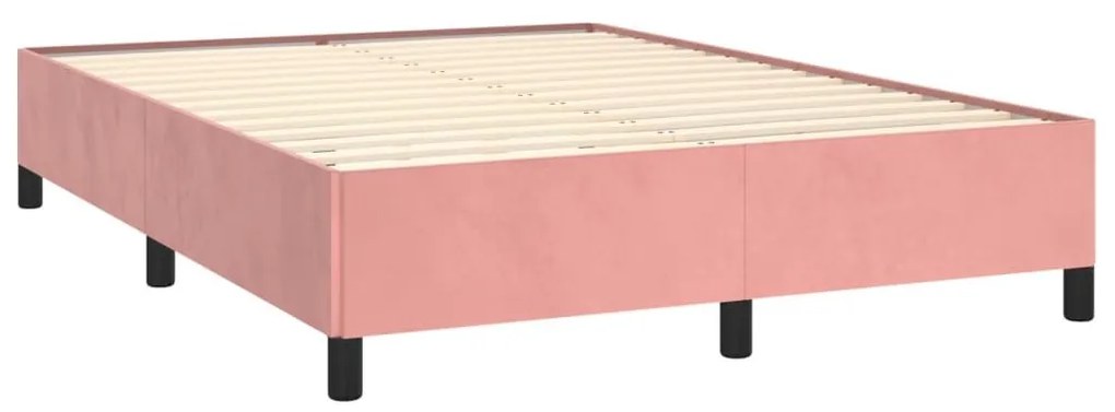 Κρεβάτι Boxspring με Στρώμα Ροζ 140x200 εκ. Βελούδινο - Ροζ