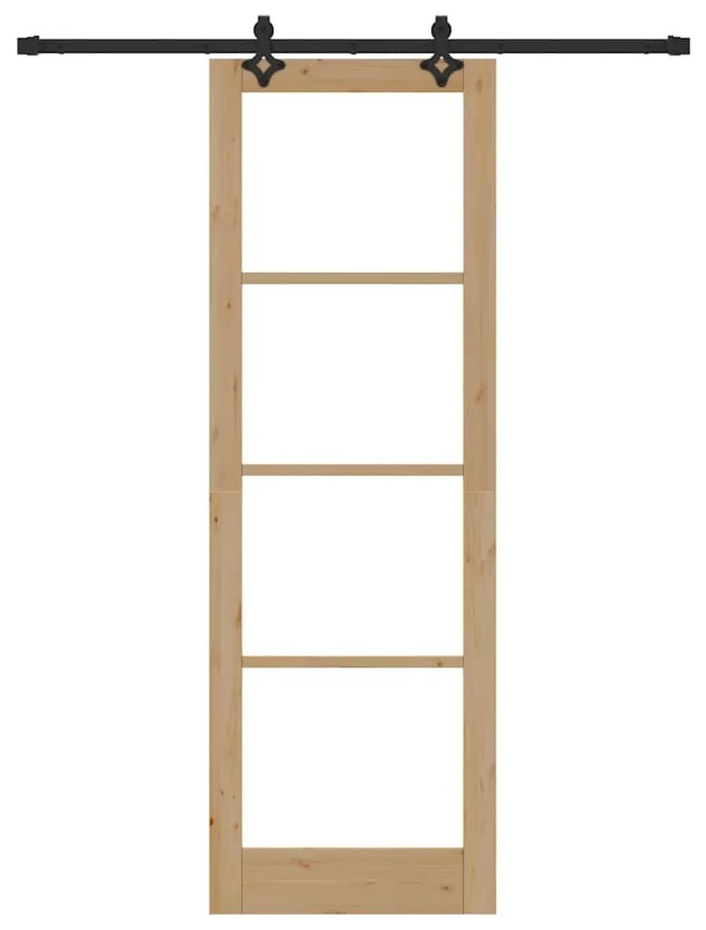 vidaXL Συρόμενη Πόρτα Χειροκίνητος Καφέ 78 x 232 cm Ξύλο και μέταλλο