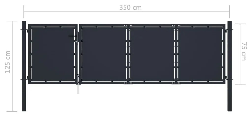 Πόρτα Περίφραξης Κήπου Ανθρακί 350 x 75 εκ. Ατσάλινη - Ανθρακί