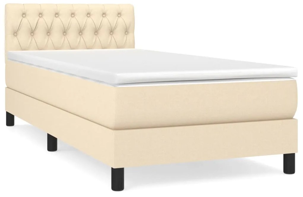 vidaXL Κρεβάτι Boxspring με Στρώμα Κρεμ 100 x 200 εκ. Υφασμάτινο