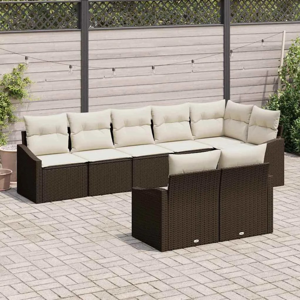 vidaXL Σετ Καναπέ Κήπου 8 pcs Καφέ Πολυ ράταν