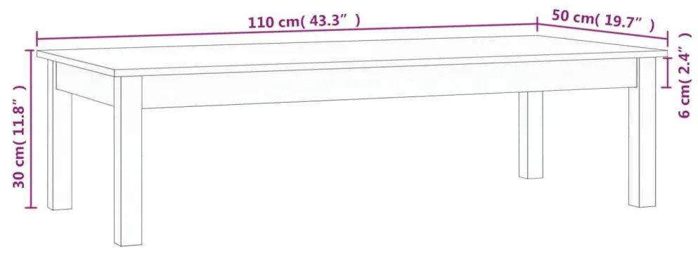 Τραπεζάκι Σαλονιού Λευκό 110x50x30 εκ. από Μασίφ Ξύλο Πεύκου - Λευκό