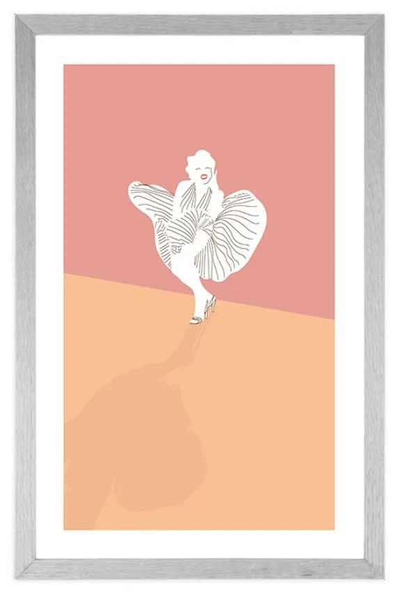 Αφίσα με πασπαρτού Μέριλιν Μονρόε - 20x30 silver
