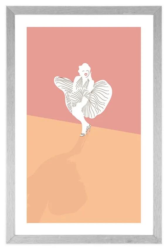 Αφίσα με πασπαρτού Μέριλιν Μονρόε - 40x60 white