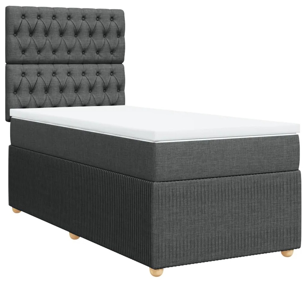 ΚΡΕΒΑΤΙ BOXSPRING ΜΕ ΣΤΡΩΜΑ ΣΚΟΥΡΟ ΓΚΡΙ 100X200 ΕΚ. ΥΦΑΣΜΑΤΙΝΟ 3294275