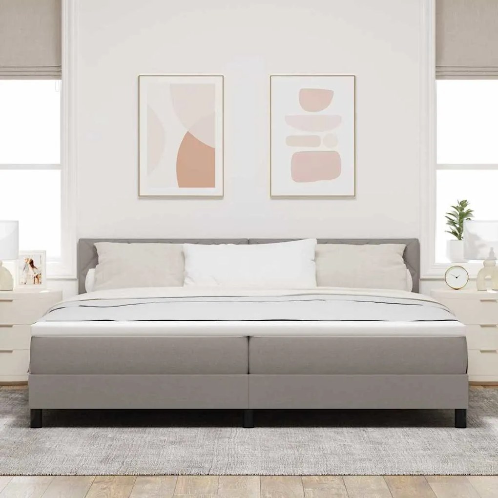 vidaXL Κρεβάτι box spring με στρώμα Taupe 200 x 200 cm ύφασμα
