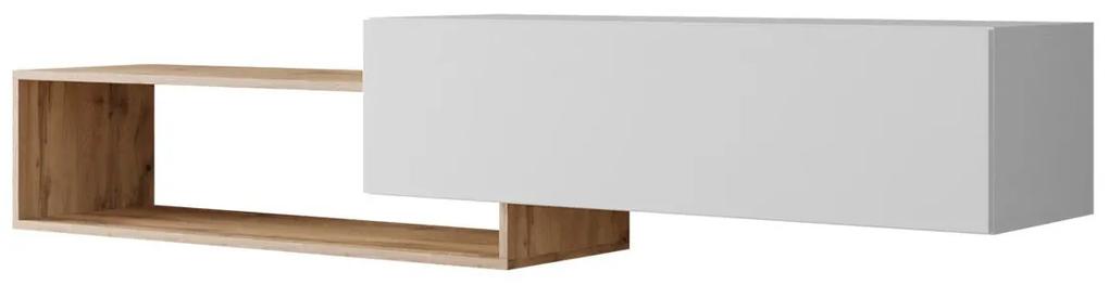 Τραπέζι Tv Utica 117, Wotan δρυς, Άσπρο, Ο αριθμός των θυρών: 1, 210x48x35cm, 29 kg | Epipla1.gr