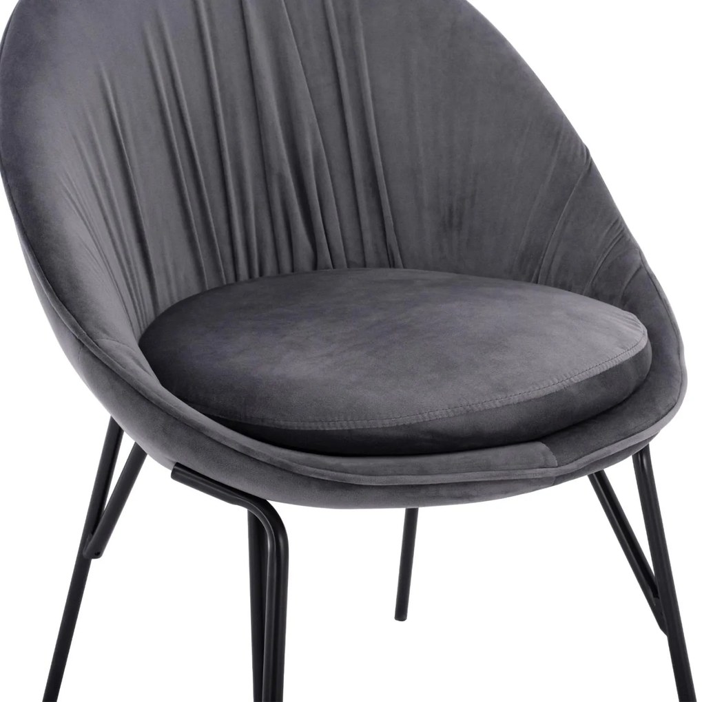 Καρέκλα KELSEY Βελούδο Γκρί με Μαύρα πόδια 59x63x84εκ. 59x63x84 εκ.