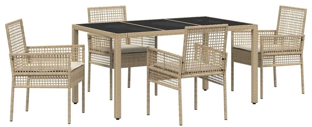 vidaXL Σέτ φαγητού για κήπο 5 pcs Μπεζ συνθετικό ρατάν