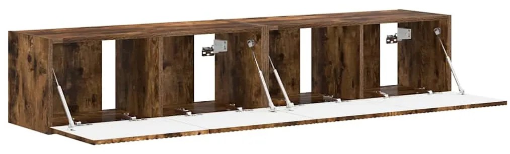 vidaXL Ντουλάπι Τηλεόρασης Τοίχου Επιτοίχιο 2 pcs Καπνιστό Δρύς