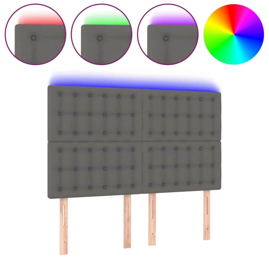 vidaXL Κεφαλάρι Κρεβατιού LED Γκρι 144x5x118/128 εκ