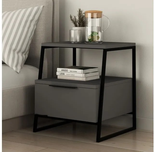 Κομοδίνο μελαμίνης Pal Megapap ανθρακί 45x40x50εκ. GP037-0151,1-GP037-0151,1-Ανθρακί GP037-0151,1