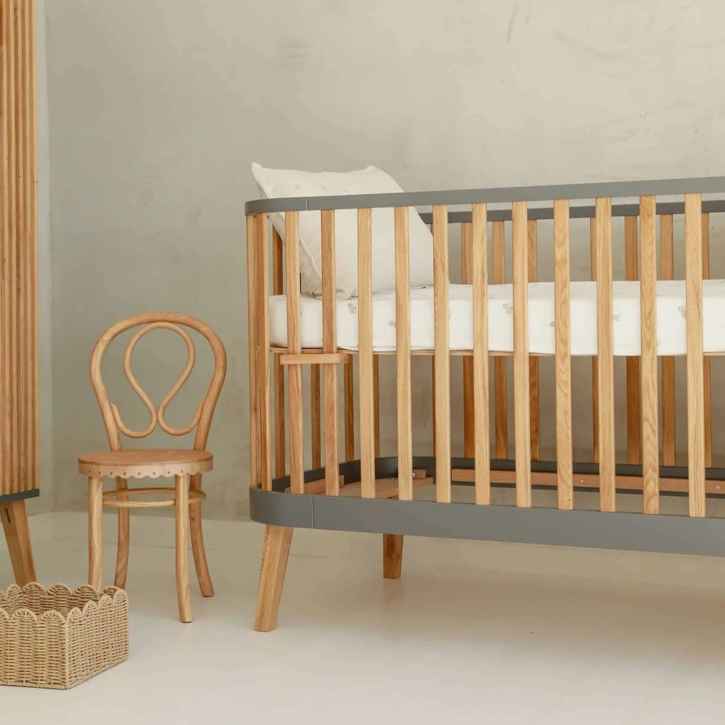 Βρεφικό Κρεβάτι  Bambi Mundo  Natural + Grey 70×140cm  Luletto (Δώρο 10% έκπτωση στο Στρώμα)