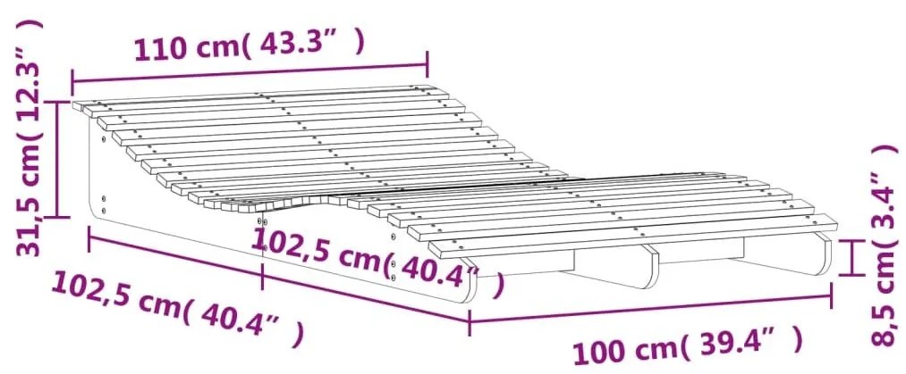 Ξαπλώστρα 205x1100x31,5 εκ. από Μασίφ Ξύλο Πεύκου - Καφέ