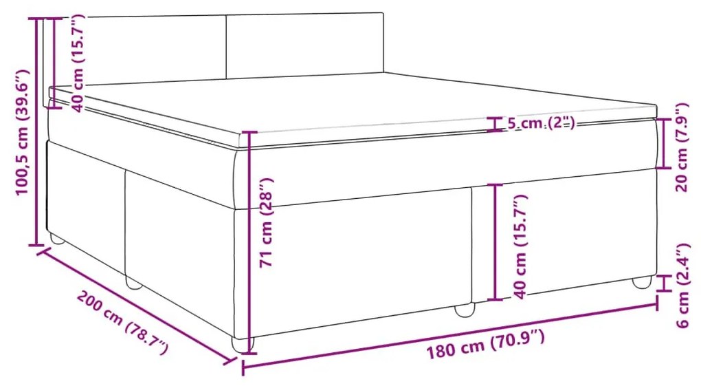 Κρεβάτι Boxspring με Στρώμα Taupe 180x200 εκ. Υφασμάτινο - Μπεζ-Γκρι