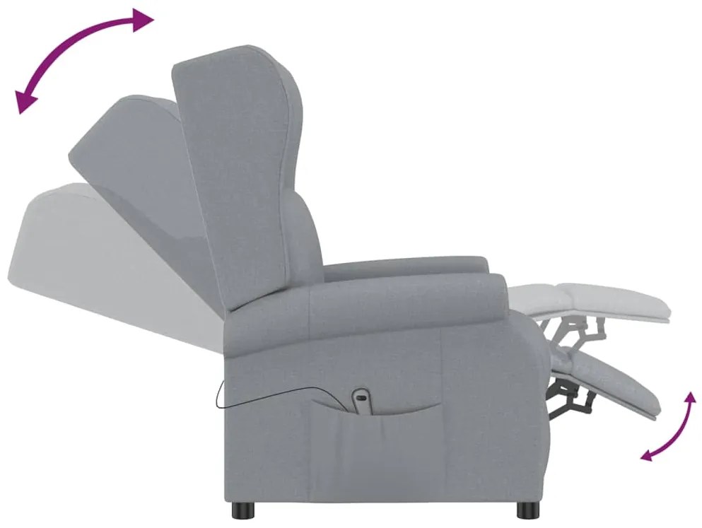 vidaXL Πολυθρόνα Ανακλινόμενη Ηλεκτρική Ανοιχτό Γκρι Υφασμάτινη