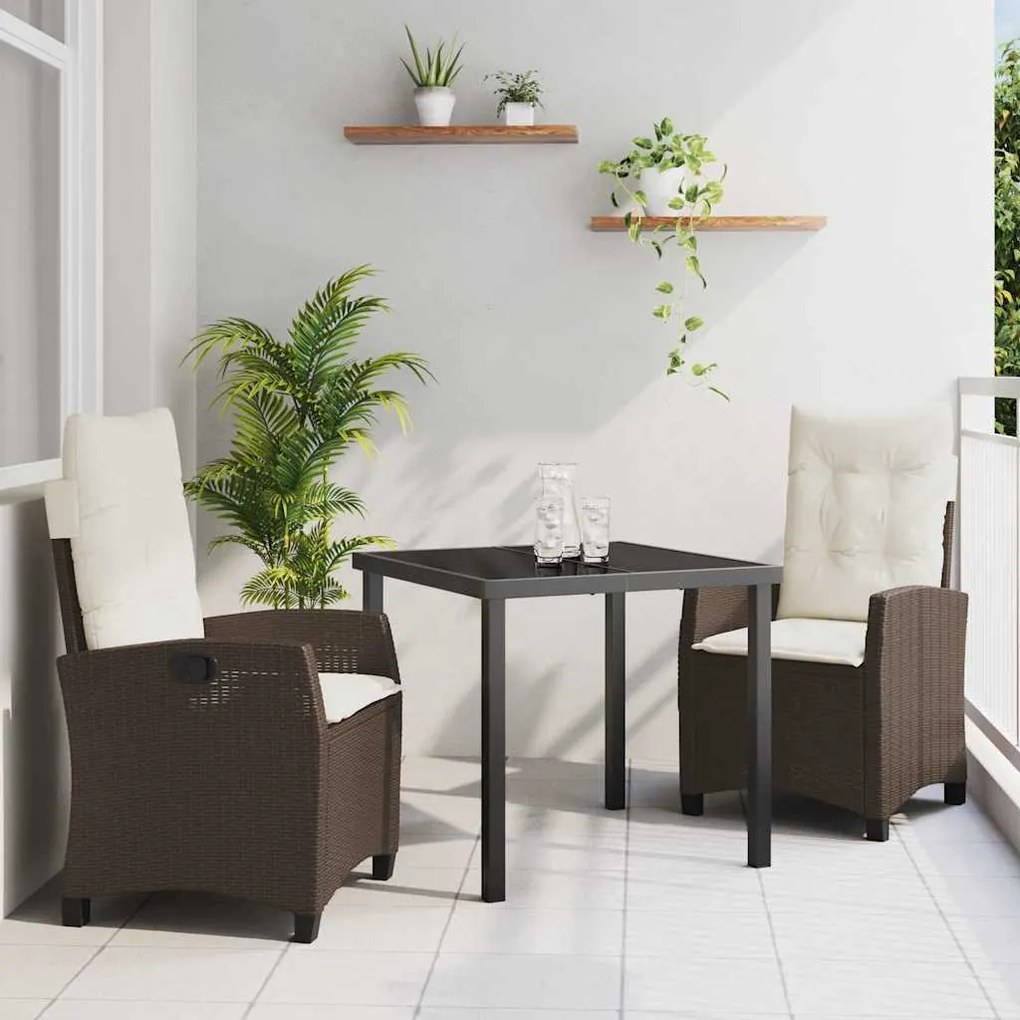 vidaXL Σέτ φαγητού για κήπο 3 pcs Καφέ συνθετικό ρατάν