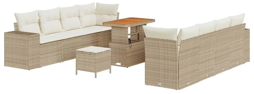 vidaXL Σετ Καναπέ Κήπου με μαξιλάρι 11 pcs Μπεζ, Κρέμα 90 x 55 x 71 cm
