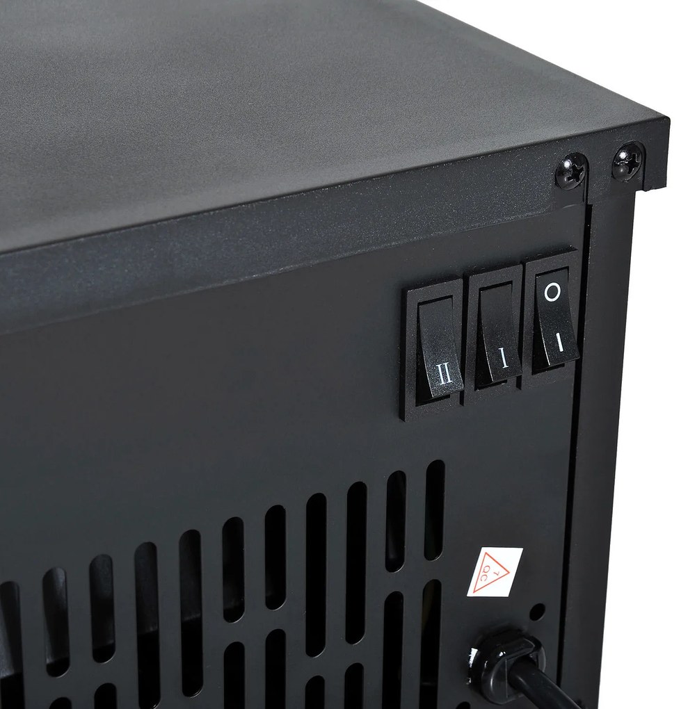 HOMCOM Ηλεκτρικό Τζάκι Ηλεκτρικό Τζάκι Σόμπα Τζάκι Επιτραπέζιο Τζάκι με Εφέ Φλόγας 600/1200W, Μέταλλο, Μαύρο, 34x17x31 cm