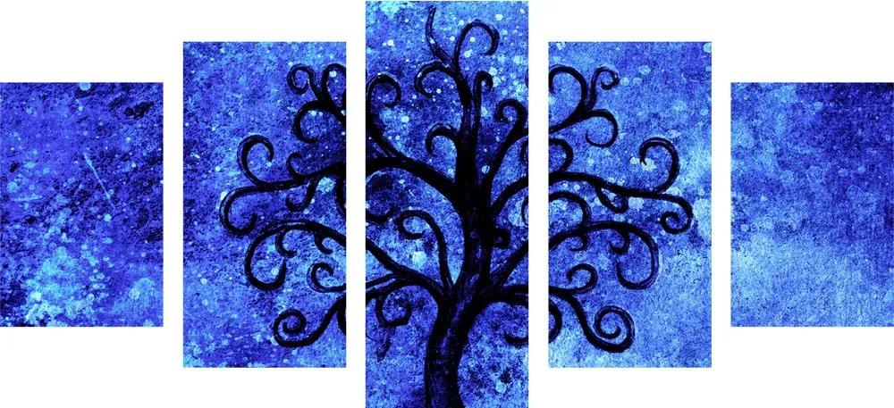 5 τμημάτων εικόνα δέντρο της ζωής σε μπλε φόντο - 100x50