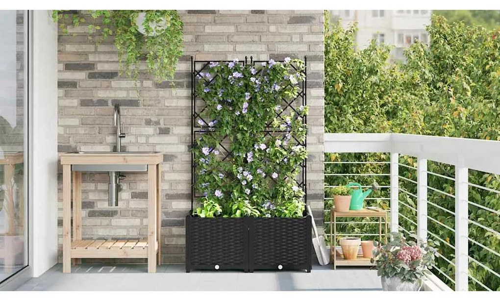 vidaXL Κηποτινάκι με Τρέλα 2 pcs Μαύρο 80 x 40 x 143 εκ. PP