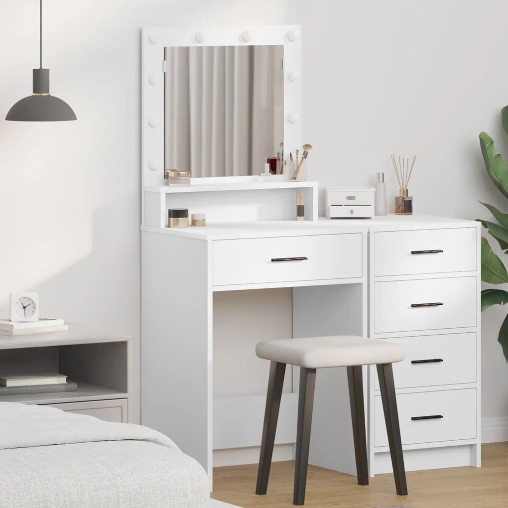vidaXL Κομοδίνο με συρτάρι Λευκό 50 x 41 x 135 εκ Επεξεργασμένο ξύλο