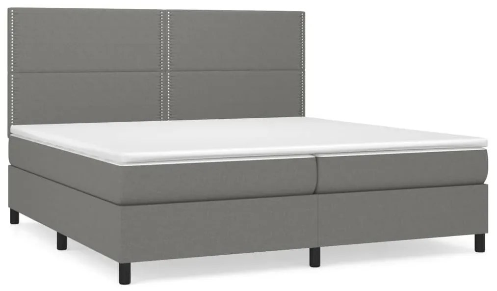 Κρεβάτι Boxspring με Στρώμα Σκούρο Γκρι 200x200 εκ. Υφασμάτινο - Γκρι