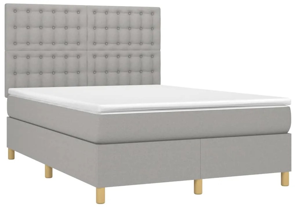 Κρεβάτι Boxspring με Στρώμα &amp; LED Αν.Γκρι 140x200εκ. Υφασμάτινο - Γκρι