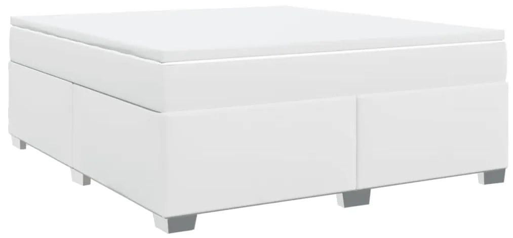 vidaXL Κρεβάτι Boxspring με Στρώμα Λευκό 180x200 εκ. Συνθετικό Δέρμα