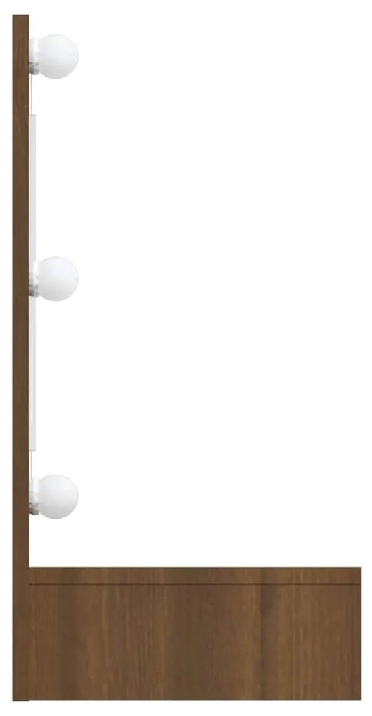 vidaXL Έπιπλο Καθρέπτη με LED Καφέ Δρυς 90x31,5x62 εκ.