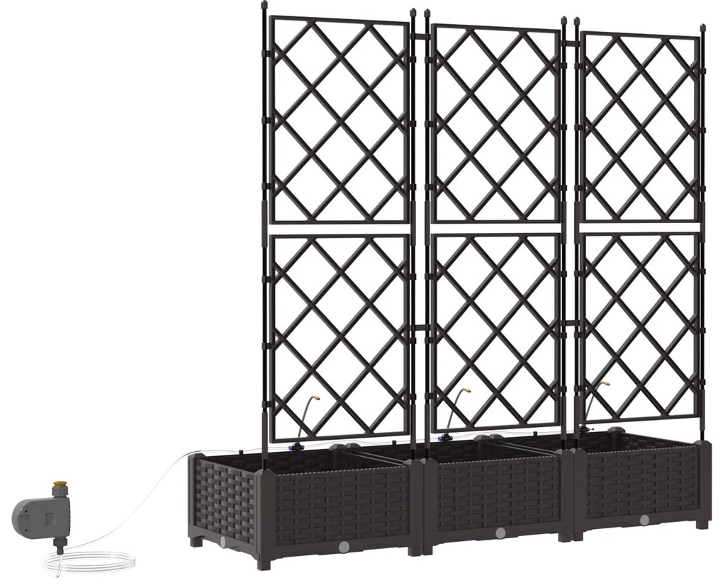 vidaXL Γλάστρες Κήπου 1 τεμ Καφασωτό Καφέ 120 x 40 x 126 cm Πλαστικό