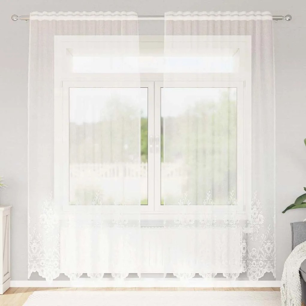 vidaXL Κουρτίνες με κουρτίνες Λευκό 150 x 200 cm Πολυεστέρας