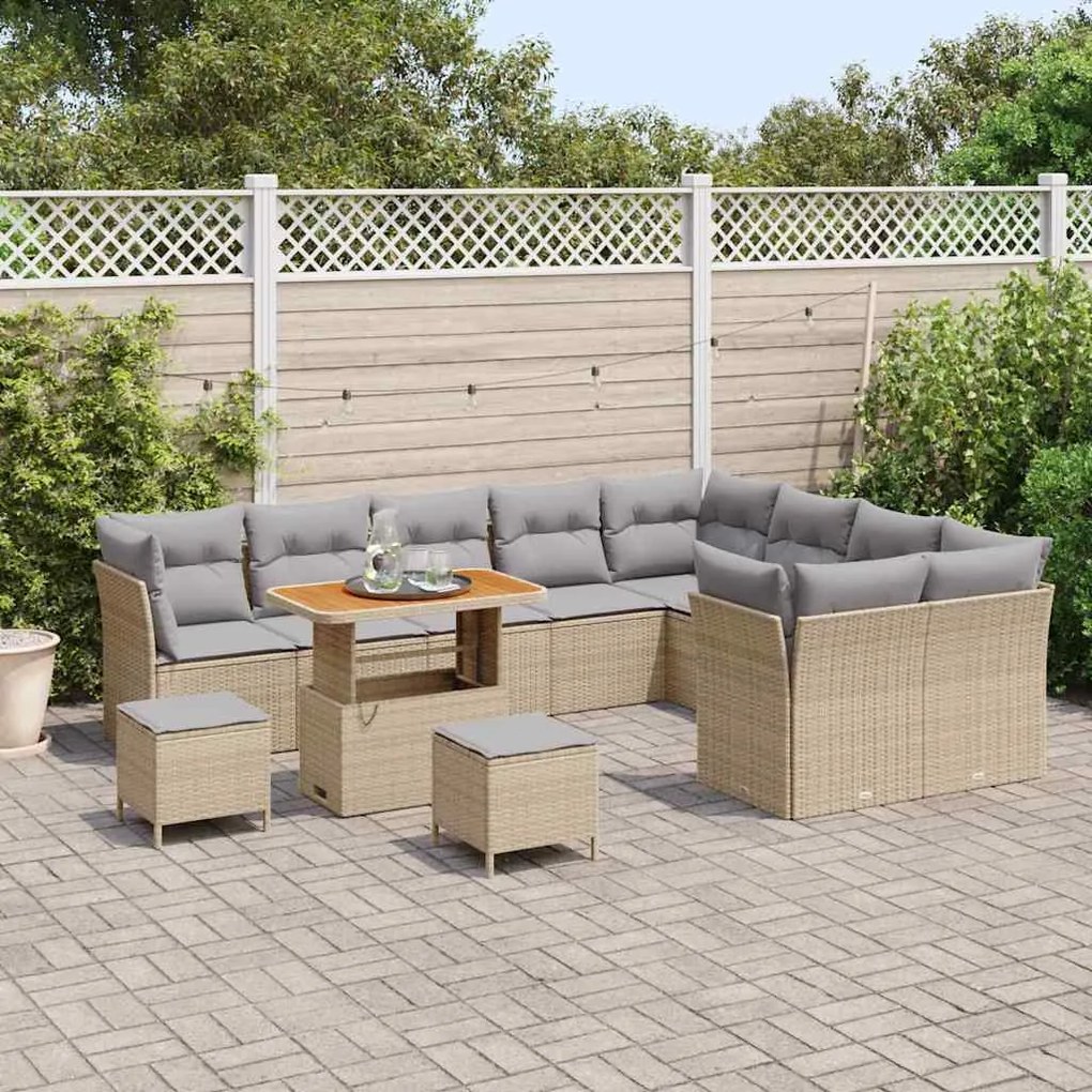vidaXL Σετ Καναπέ Κήπου 12 pcs Μπεζ συνθετικό ρατάν