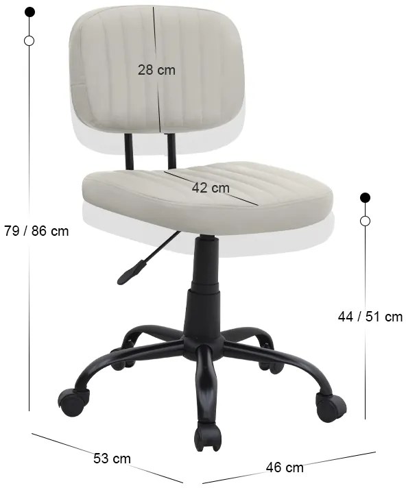 Καρέκλα γραφείου Romano Megapap από τεχνόδερμα χρώμα λευκό 46x53x79/86εκ.