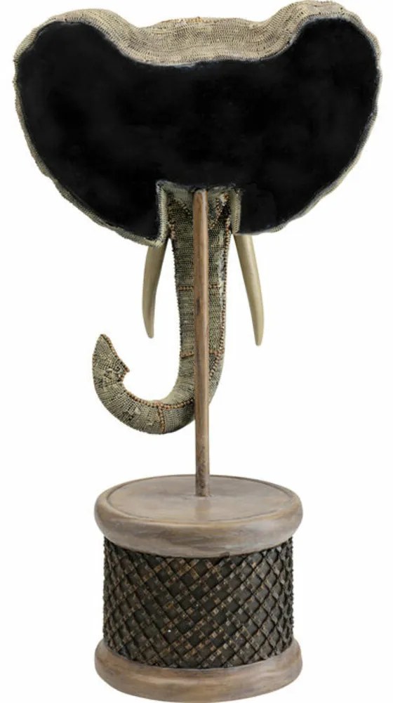 Επιτραπέζιο Διακοσμητικό Κεφάλι Ελέφαντα Με Πέρλες Γκρι 76x40x26 εκ. (PL) - Ασημί