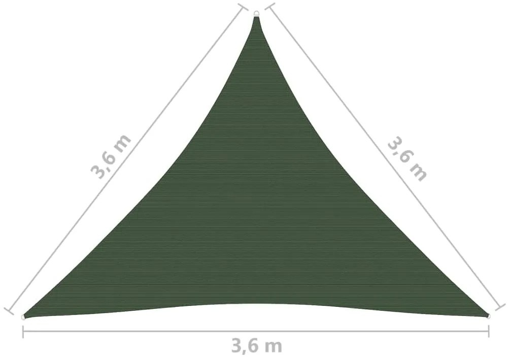 Πανί Σκίασης Σκούρο Πράσινο 3,6 x 3,6 x 3,6 μ. από HDPE 160 γρ./μ² - Πράσινο