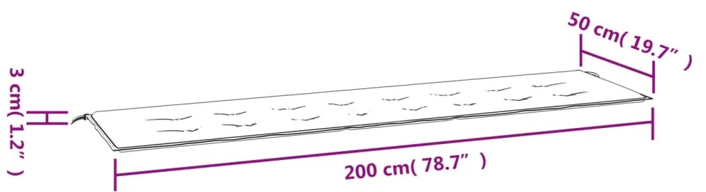 Μαξιλάρι για Παγκάκι Κήπου Κόκκινο Καρό 200x50x3 εκ. Υφασμάτινο - Πολύχρωμο