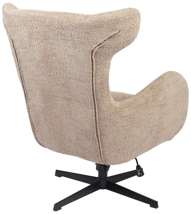 Πολυθρόνα Zefrina pakoworld περιστρεφόμενη μπεζ ύφασμα με βάση σε μαύρη απόχρωση 77x82x100-107εκ